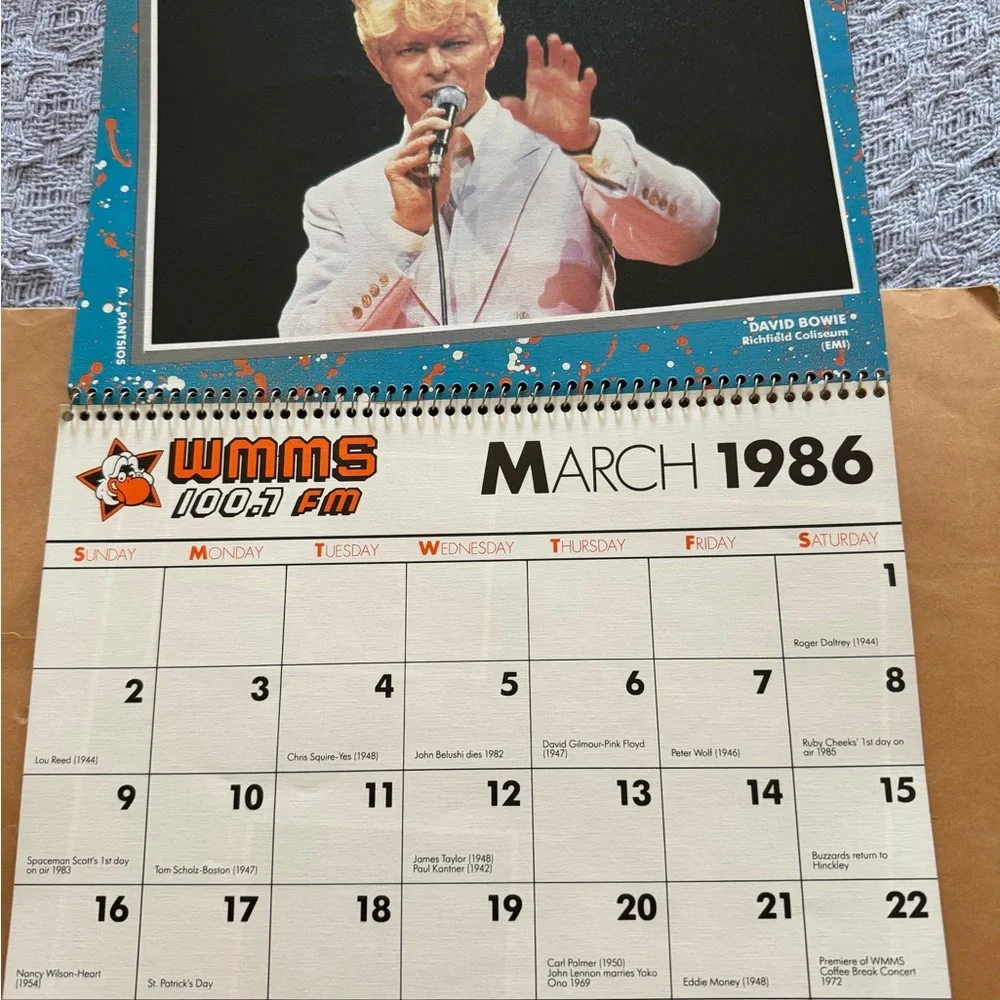 MMS Design Studio 1986 Calendar - Bold Red and Yellow